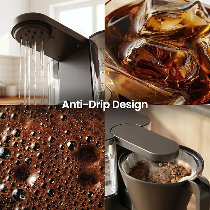 Kismile SCA-Certified 8-Cup Drip Coffee Maker with Pour-Over Control | 3-Second Heating at 197–205°F, Adjustable Flow, Removable 1.25L Water Tank, 20-Min Cold Brew and 40-Min Keep Warm - Image 9