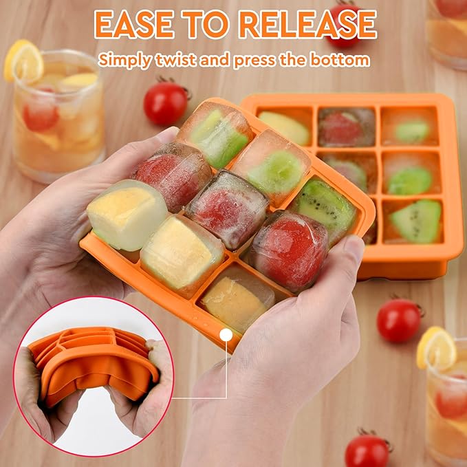 Small Ice Cube Trays for Freezer,9x1.3 inch,BPA Free,Silicone Ice Cube Tray with Lid | Mini Ice Cube Trays-Nugget Ice Tray with lid for Mini Fridge with Freezer for Coffee,Cocktail,Baby Food