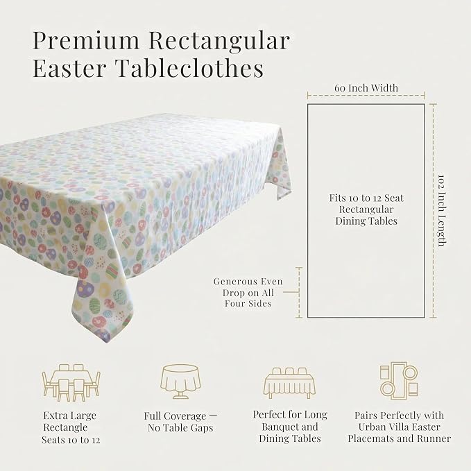 Urban Villa Tablecloth Cotton Rectangle Tabletop 60x102(8-102Seat) Eggprint - Image 3