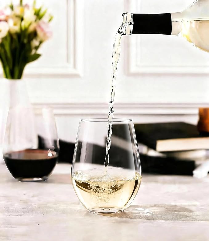 OJA Unbreakable Tritan Plastic Stemless Wine Glasses,16 oz,Set of 6,Outdoor | Shatterproof Wine Glass, Clear, BPA-free, Reusable, Dishwasher-Safe, Drinking Glassware for Poolside, Camping, Party - Image 6