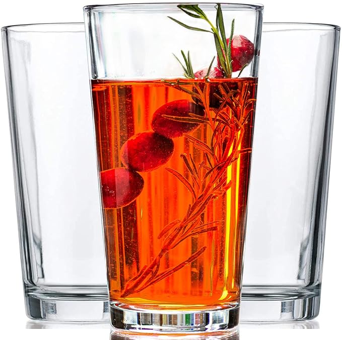 Drinking Glasses - Set of 10-16oz. Margarita Glass Cups - Dishwasher Safe Cocktail Clear Heavy Base Tall Beer Glasses, Water Glasses, Bar Glass, Wine, Juice, Iced Tea by LERAZE