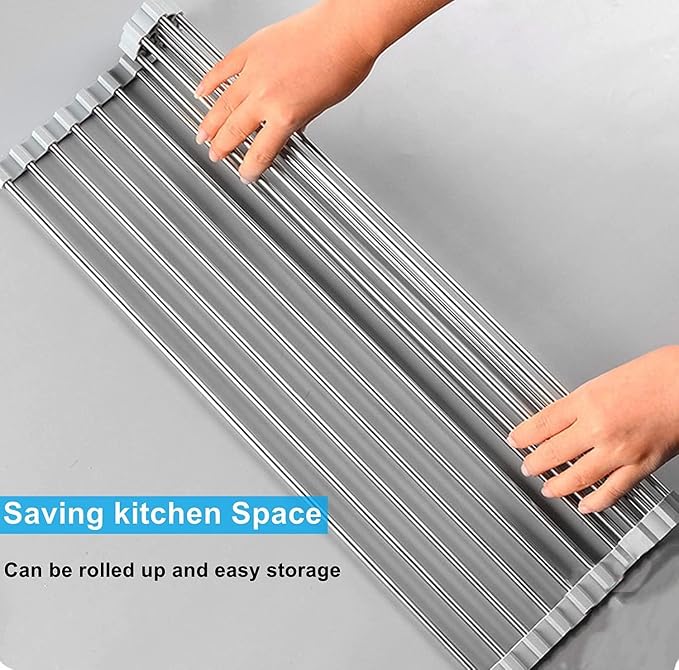 Seropy Extra Large 20.5"x13.7" Roll Up Dish Drying Rack Over The Sink Dish Drainer for Kitchen Counter, Sink Drying Rack Drying Mat Folding Rack Kitchen Sink Organizer Home Essentials - Image 2