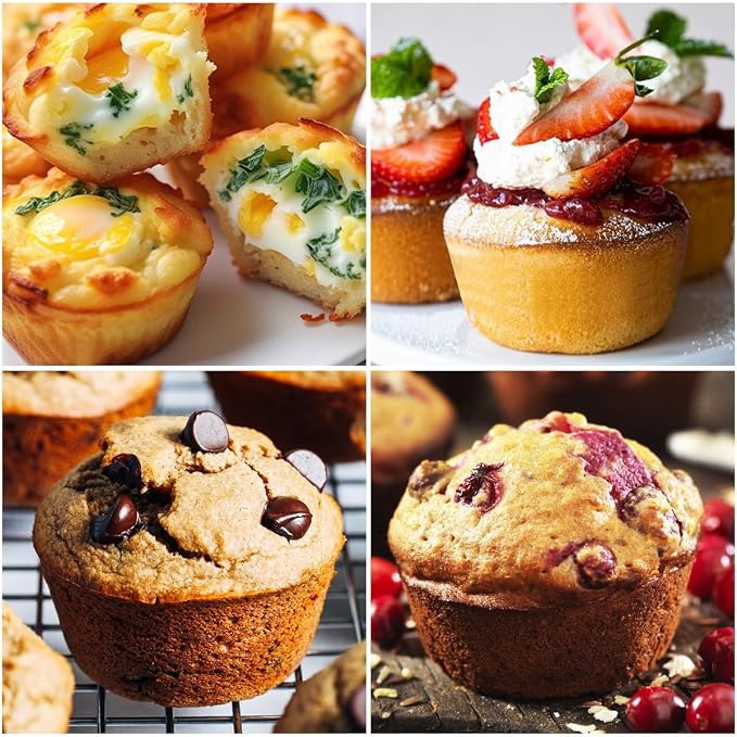CAKETIME Jumbo Muffin Pan, 3.5 Inch Large Muffin Pan with Metal Reinforced Frame 6 Cup Silicone Jumbo Cupcake Pans for Baking Easy to Handle 2 Pack Red - Image 6