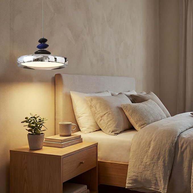 Modern Pendant Lights,Chrome 12" LED Pendant Lighting Fixture with Remote Control Dimmable 3 Color Mode & Brightness, Adjustable Hanging Lamp for Kitchen Dining Room Bedroom Kitchen Island - Image 7