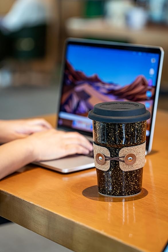 Large Ceramic Travel Coffee Mug with Lids, Tea Mug To Go Coffee Cup | Spill Proof Simple Modern Coffee Tumbler, Reusable Wide Mouth Camping Coffee Mugs, Microwave and Dishwasher Safe, 16.5 oz - Image 4