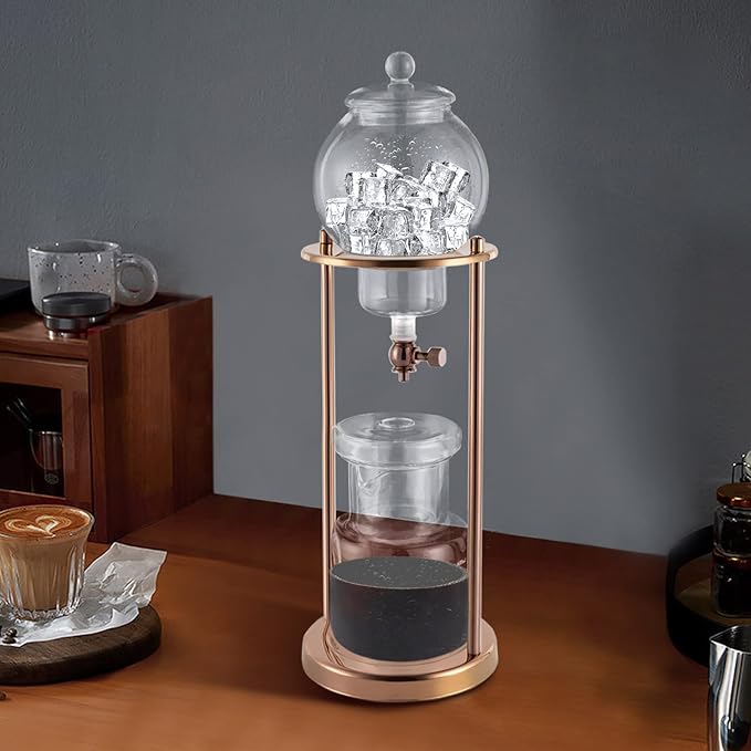 Metal Cold Brew Drip Tower, Ice Cold Drip Tower 6-8 Cups 600ml -20-150°C Temperature Range With Slow Drip TechnologyIBamboo Straight Frame for Home Office Drip Coffee Maker