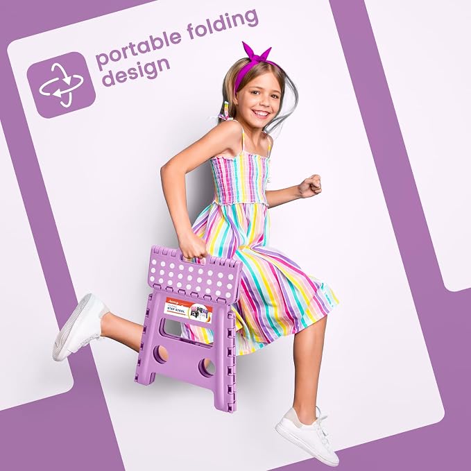 ACSTEP Foldable Step Stool for Adults 13 Inch, 300 lbs, Light Purple | Lightweight Stepping Stool with Handle and Non-Slip Surface, for Reaching Kitchen Cabinets, Bathroom Shelves and Closets - Image 4