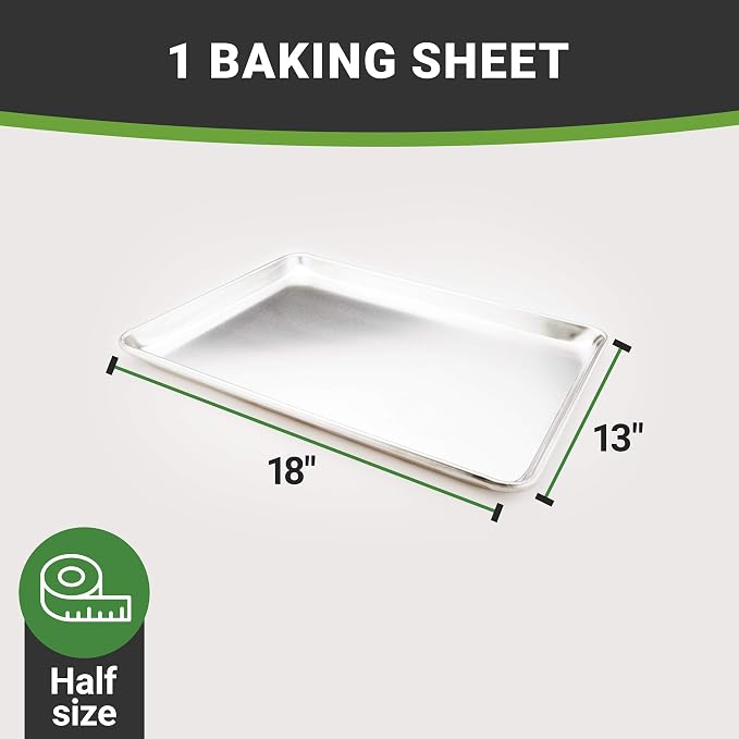 Restaurantware Met Lux 13 x 18 Inch Half Size Baking Sheet 1 Heavy-Duty Cookie Sheet - Evenly Bakes Treats Make Pastries or Cookies Aluminum Sheet Pan For Commercial or Home Use - Image 4