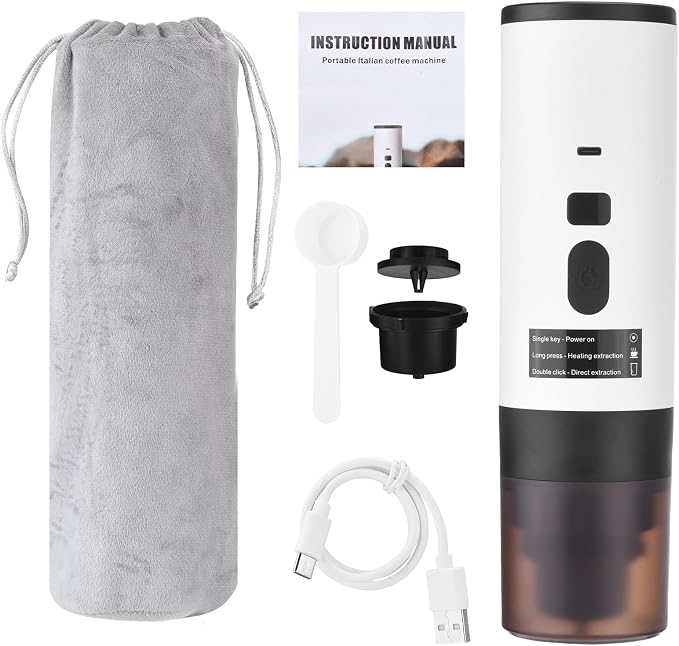 Portable Electric Espresso Machine, 3 in 1 Electric Coffee Maker Travel Coffee Maker for Camping Car Coffee Maker Small Coffee Maker Espresso Maker for RV Hiking Office Travel Car by Jwthee