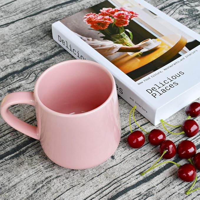 Bosmarlin Large Glossy Ceramic Coffee Mug, Pink Tea Cup for Office and Home, 18 oz, Suitable for Dishwasher and Microwave, 1 Pack (Pink) - Image 2