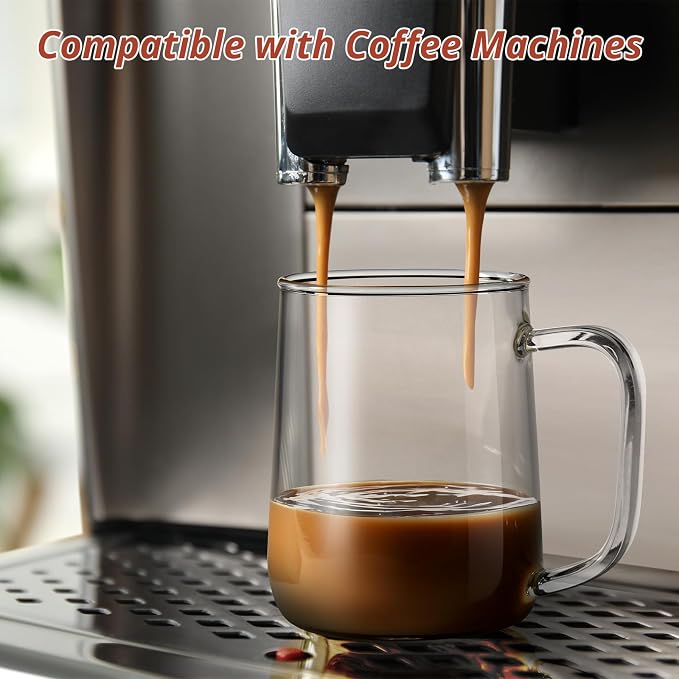 Glass Coffee Mugs, 20 oz Glass Coffee Cups with Acacia Wood Lids, Clear Borosilicate Glass Mugs with Handles for Cappuccino, Tea, Latte, Hot/Cold Beverages, Wine, Americano, Set of 2 - Image 3