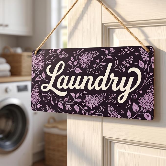 Charming Farmhouse Laundry Room Decor Floral Wood Wall Art Sign for Rustic Washroom Styling Easy to Hang Housewarming Gift 12x6 Inches - Image 6