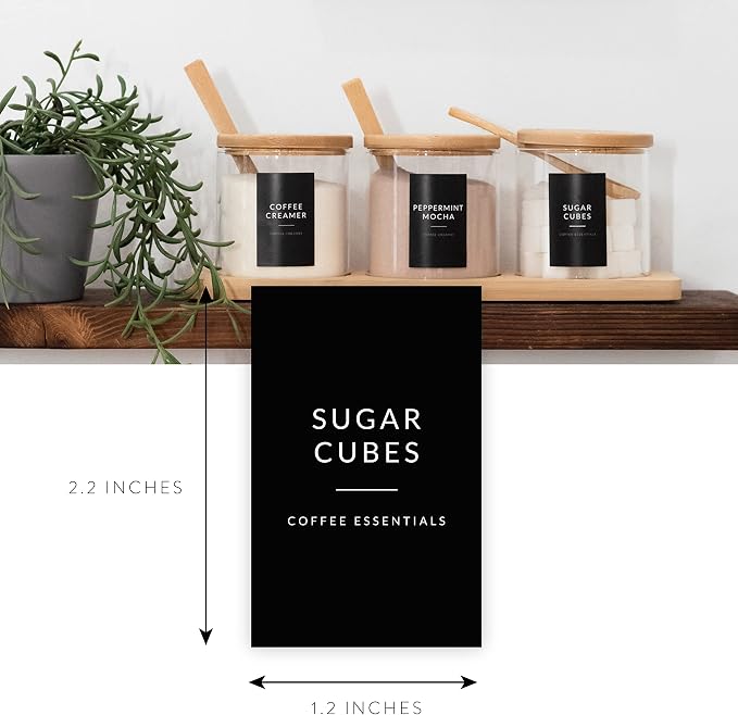 Black Coffee Bar Essentials Labels, 72 Preprinted Coffee Syrup Station Organizer Stickers, Accessories and Gifts for Coffee Lovers - Image 2