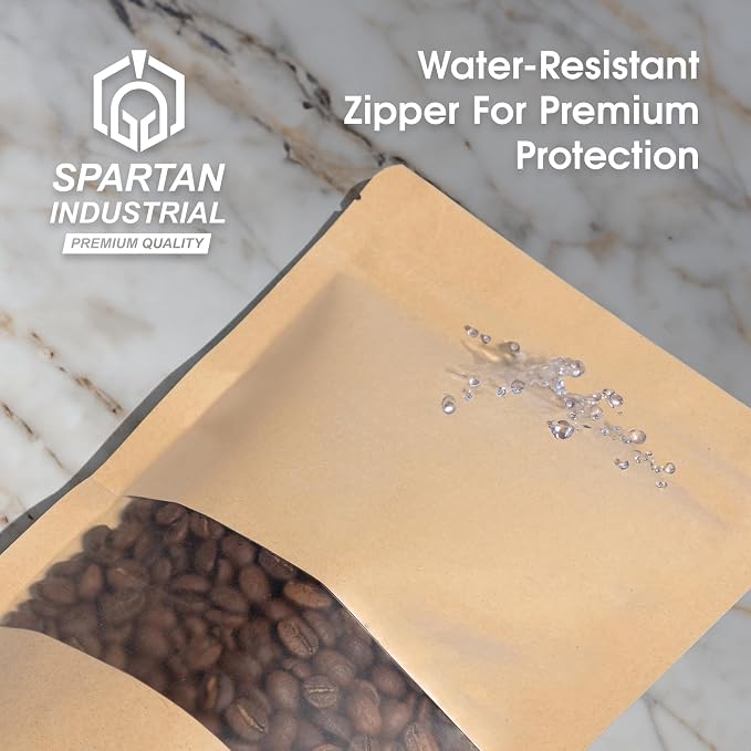 5" X 8" Kraft Zip Top Food Storage Bags - Pack of 100 | Smell-Proof Resealable Pouches for Packaging Coffee, Tea, Spices, Snacks, and More - Spartan Industrial - Image 4