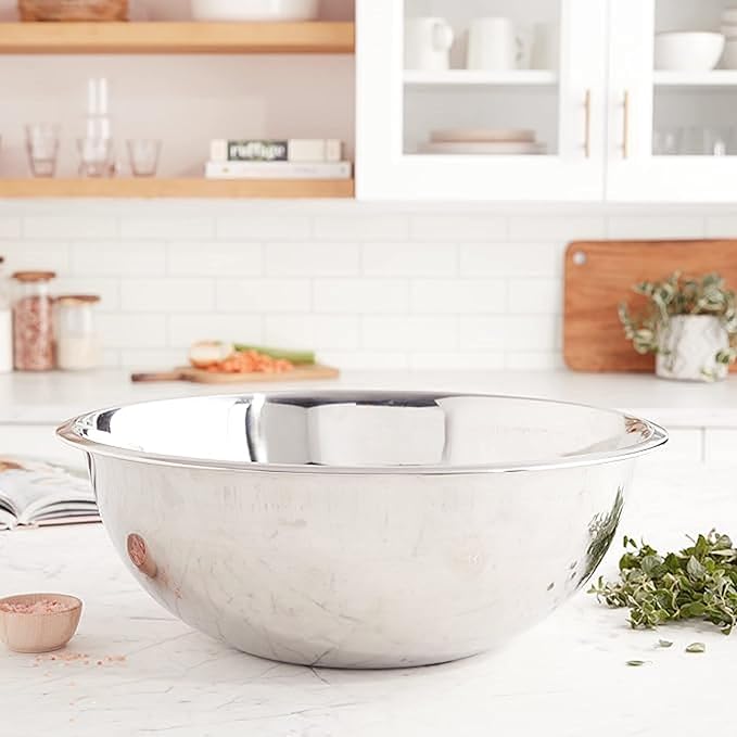 Ybmhome Deep Stainless Steel Mixing Bowl for Sourdough - 20-Quart Large Durable Nesting Metal Bowls for Dough Kneading, Cooking, and Serving - Polished Silver