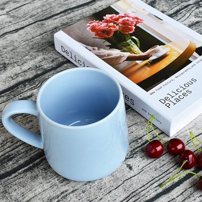 Bosmarlin Glossy Ceramic Coffee Mugs of 2, Tea Cup for Office and Home, 18 oz, Suitable for Dishwasher and Microwave(Blue, 2) - Image 2