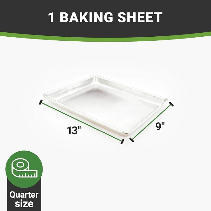 Restaurantware Met Lux 9 x 13 Inch Quarter Size Baking Sheet 1 Heavy-Duty Cookie Sheet - Evenly Bakes Treats Make Pastries or Cookies Aluminum Sheet Pan For Commercial or Home Use - Image 4