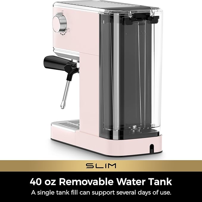 CHULUX Slim Espresso Machine with Milk Frother Steam Wand, 20 Bar Professional Italian Pump Espresso Coffee Machine for Home Cappuccino & Latte Maker, Pink
