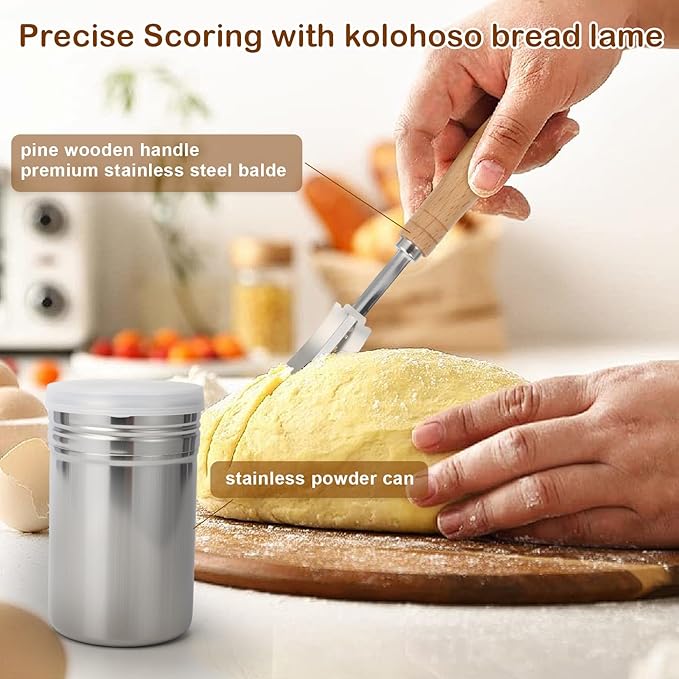 Sourdough Starter Jar Kit 13pcs, Bread Proofing Basket Making Tools with Dutch Oven Silicone Mat, Sour Dough Baking Supplies Accessories Stuff Gifts for Home Bakers Adults Women Mom Beginner