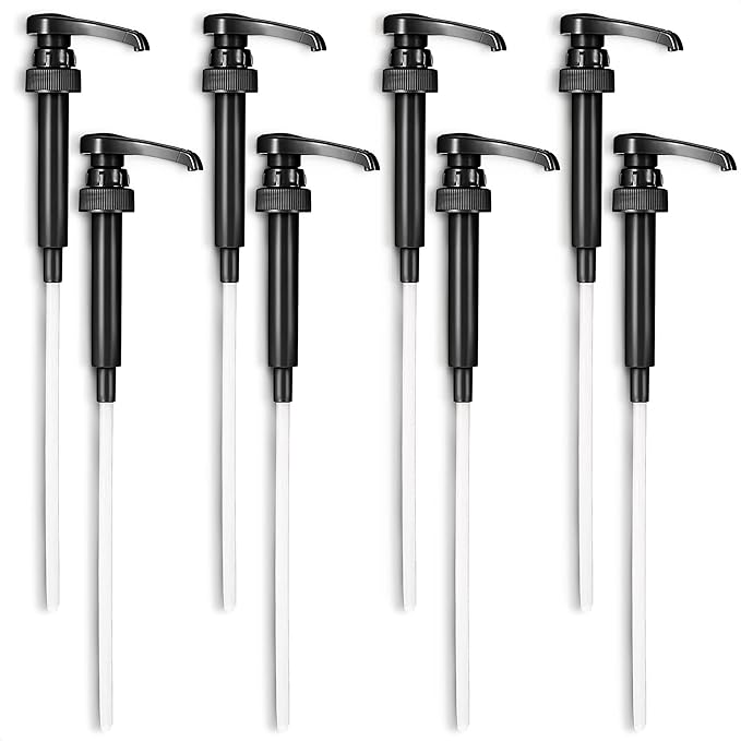 8 Pcs Coffee Syrup Pump Dispenser - 12.4" Black Syrup Dispenser Pump, Easy to Use and Clean, Adjustable Length, Durable and Lightweight, Lockable Design, Good for Home and Business Usage