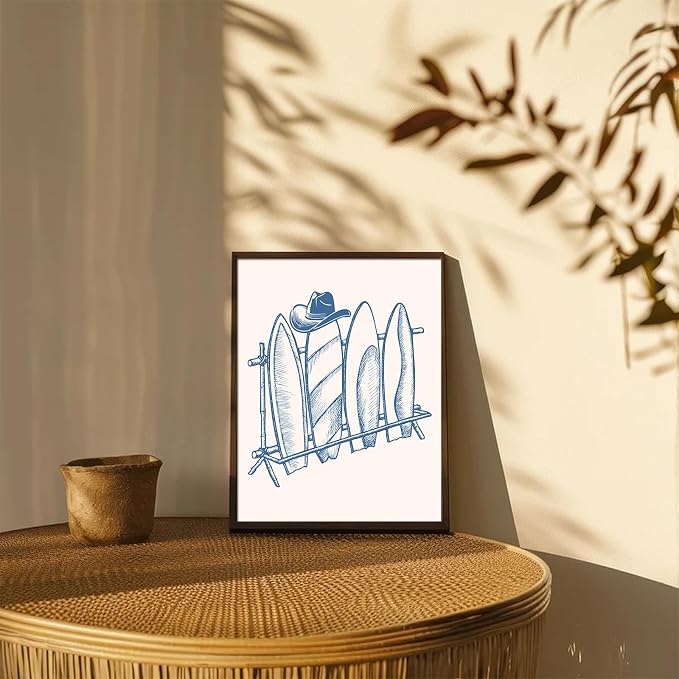 XOCUUI Coastal Granddaughter Room Decor Unframed, Blue Coastal Cowgirl Surfer Girl Canvas Posters, Beachy Preppy Aesthetic Room Decor Pictures For Teen Girl Dorm Apartment Decoration (8" X 10") - Image 6
