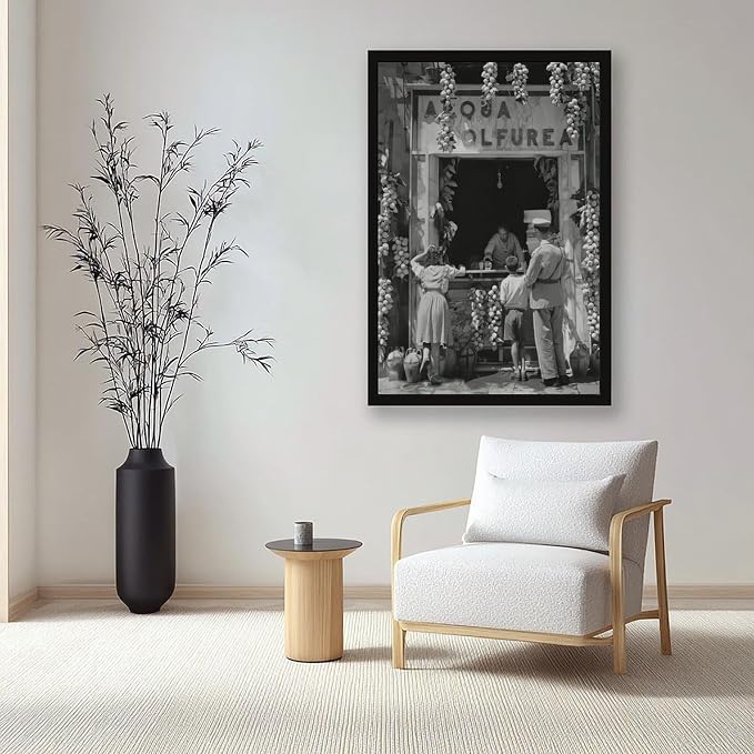 Italian Lemonade Seller, Streets of Naples 1940s, Black And White , Vintage Poster Canvas Poster Wall Art Decor Print Picture Paintings for Living Room Bedroom Decoration Black Frame 08x12in(20x30cm) - Image 7