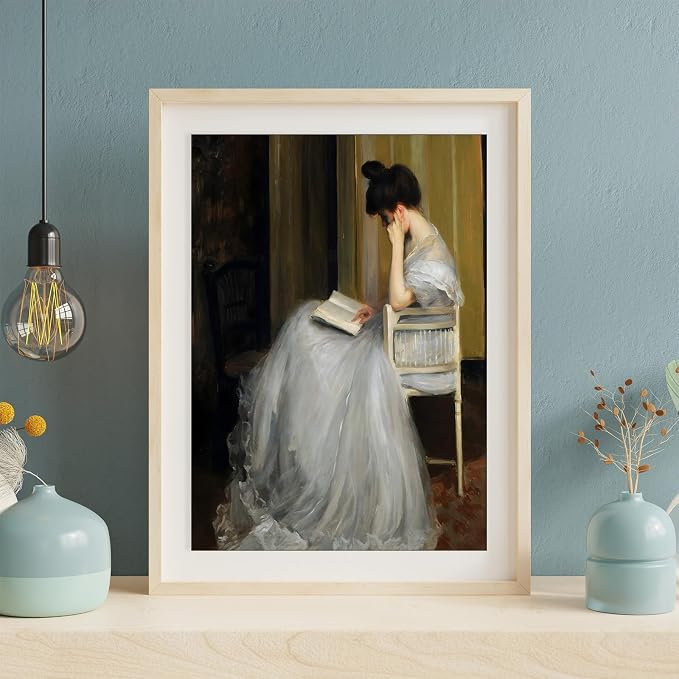 XOCUUI Vintage French Victorian Portrait Decor Famous Artwork Woman Reading Portrait Oil Painting Dark Academia Aesthetic Print Antique Poster Retro Gallery Bedroom Decor 8x10 - Unframed - Image 7