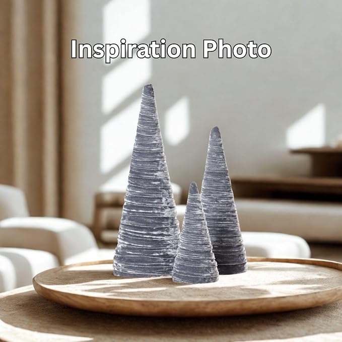 Your Heart's Content Silver Velvet Trees Set of 3, Elegant Bookshelf Accent, Modern Glam Wedding Decor, Valentine Mantel, Artisan Farmhouse, Tabletop Tree (Silver) - Image 6