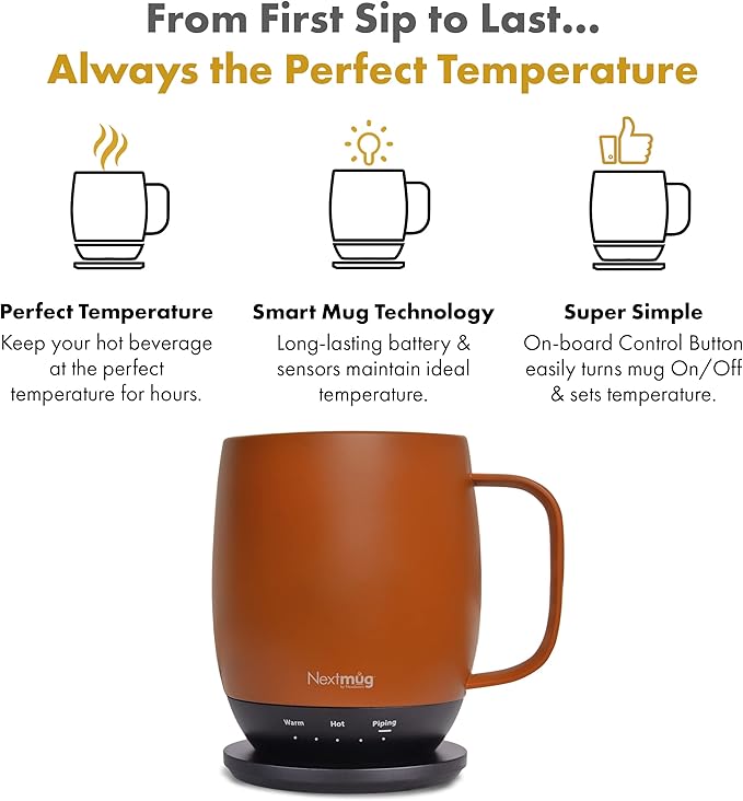 Nextmug - Temperature-Controlled, Self-Heating Coffee Mug (Spice - 14 oz.)
