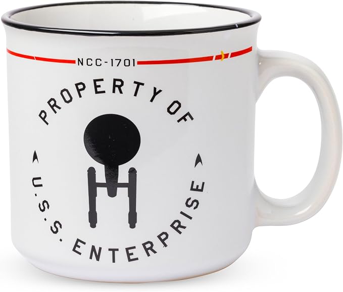 Silver Buffalo Star Trek Enterprise Property, Ceramic Camper Mug, 20oz | NCC-1701, The USS, 0.59 Liters by SilverBuffalo