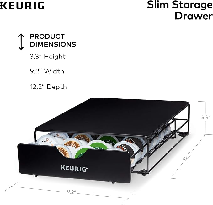Keurig K-Elite Single-Serve K-Cup Pod Coffee Maker, Brushed Slate, 12 oz. Brew Size & Slim Non-Rolling Storage Drawer, Coffee Pod Storage, Holds up to 24 K-Cup Pods, Black - Image 6