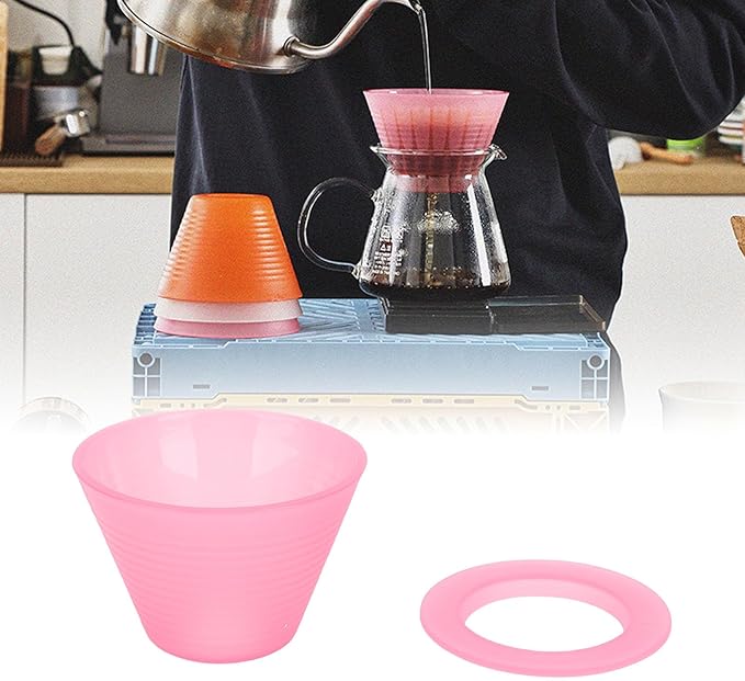 Pour Over Dripper, Flat Bottom Coffee Filter with Food Grade PP Construction, Reusable Brewing Cup for Home, Cafe & Office Use (Roseate)