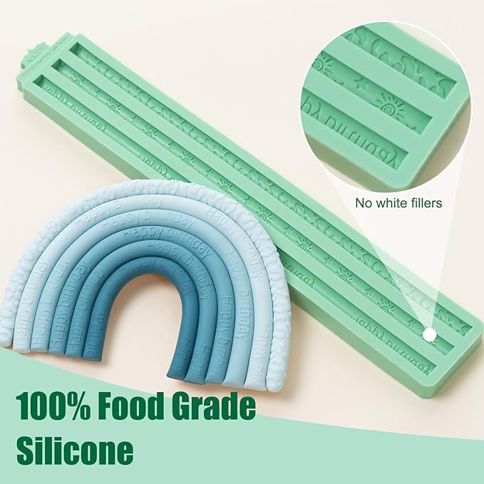 KALAIEN Hemp Rope Fondant Mold, Pearl Knit Rope Silicone Mold Macrame Tassel Cake Decorating for Baking Cookies, Clay Molds, Sugarcraft, Chocolate, Candy, Pastry Molds (Rainbow)
