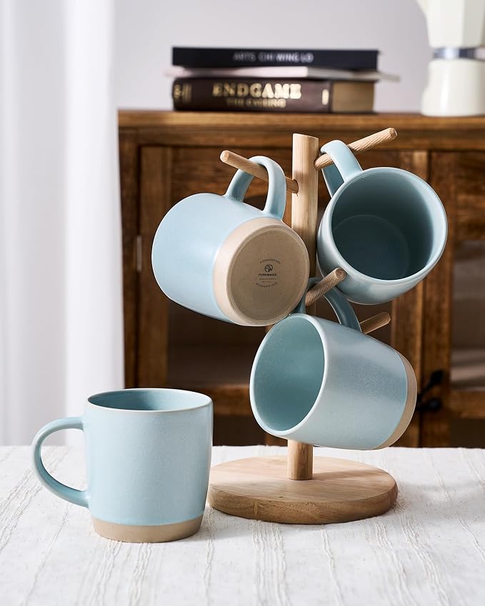 famiware Coffee Mugs Set of 8, Milkyway 13 oz Mug Set, Ceramic Cup Set with Handle for Coffee, Tea, Cocoa, Milk, Light Blue - Image 7