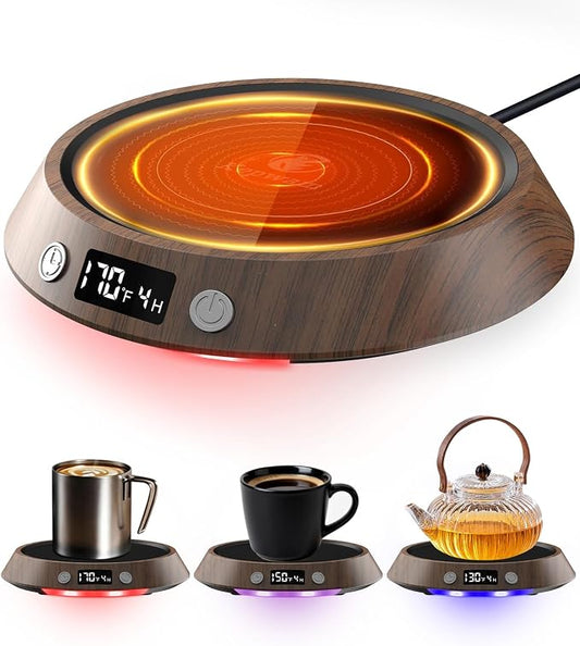 Kepwam Coffee Mug Warmer - 50W Electric Coffee Warmer for Desk 3 Temp Settings & 2-9 Timer Smart Cup Warmer for Desk Candle Warmer Plate with LED Lights Beverage Tea Milk Warmer for Home & Office by Kepwam
