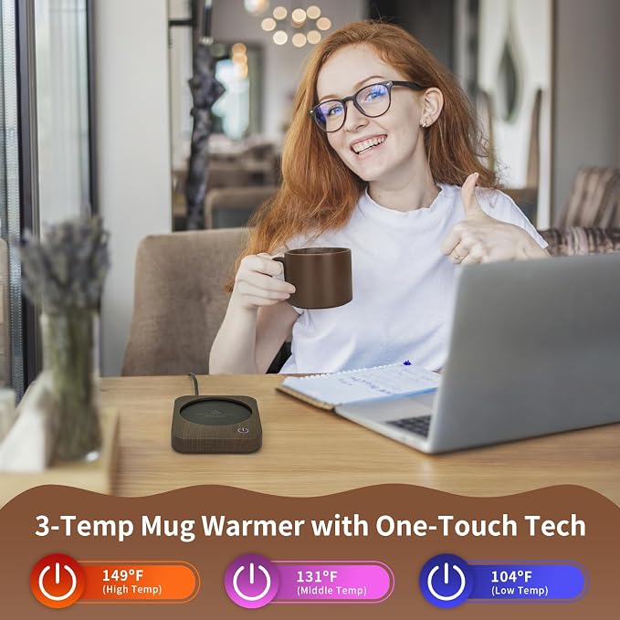 VOBAGA Mug Warmer Set, Coffee Mug Warmer for Desk with 11oz Ceramic Mug, Auto Shut Off & 3-Temp Settings, Smart Coffee Cup Warmer, House Warming Coffee Gift Set Valentine's Day Gift - Image 2