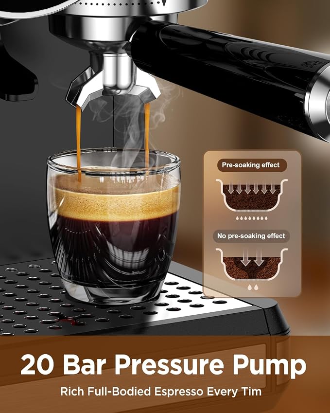 Spacekey Espresso Coffee Machine with Grinder, Milk Frother, Cold Brew, 20 Bar | Coffee Maker with 30 Grind Settings, 60oz Removable Tank, Home Barista Kit for Lattes, Cappuccinos, Americano - Image 3