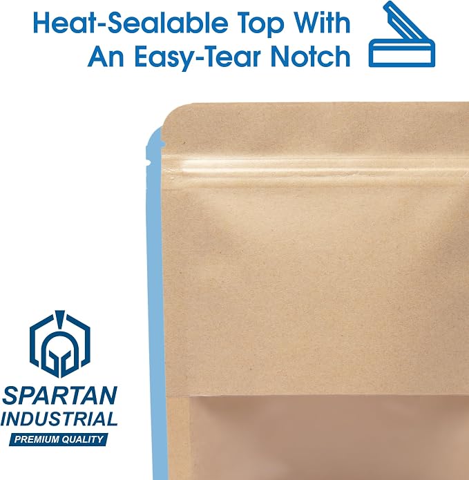 4" X 6" Kraft Paper Resealable Stand-Up Pouches - Pack of 1000 Small | Smell-Proof Storage Pouches for Food Packaging, Pet Treats, Cosmetics, and More - Spartan Industrial - Image 5
