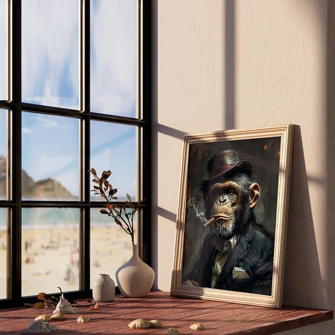 XOCUUI Wall Art Monkey Chimp Smoke Abstract Wall Painting Kid Pop Street Graffiti Wall Art Decor Ready To Hang for Living Room Bedroom Home Bathroom Wall Decor (20.5x25.5cm) 8x10 inch - Image 6