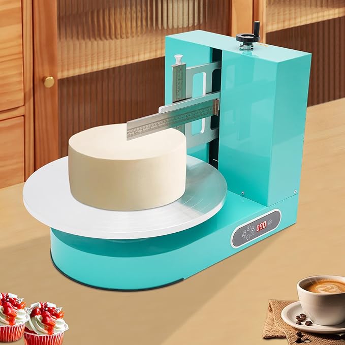Cake Icing Machine 200W Auto Cream Spreading Machine w/Scraper & LCD Display, Professional Cake Decorating Machine Frosting Turntable for 4-16 Inch Cakes, 7.87" Height Adjustable of Spatula (Green)