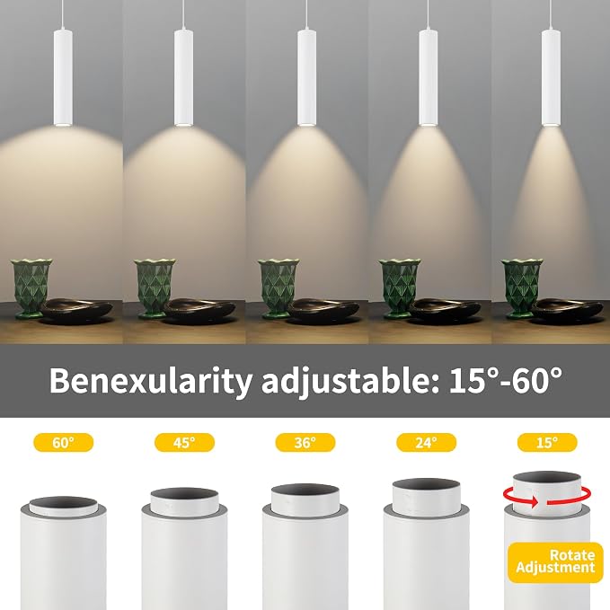 LED Pendant Lights Modern Island Lights Ceiling Hanging Spotlight | Zoomable15°-60°,5CCT/2700K-5000K,Dimmable,12W,Unique Pendant Lighting for Kitchen Island Bar,White - Image 4