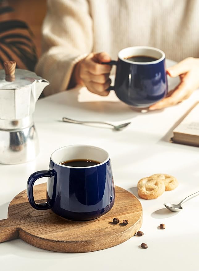 Teocera Ceramic Coffee Mug Set of 4-12 oz Coffee Mugs with Large Handles for Hot or Cold Drinks Like Latte, Cocoa, Tea or Juice - Smooth Ceramic, Dishwasher Safe, Navy - Image 6