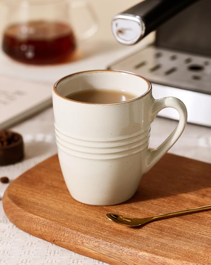famiware Jupiter Coffee Mugs Set of 8, 13 oz Coffee Mug, Microwave and Dishwasher Safe, Coffee Cups with Handle for Coffee, Tea, Cocoa, Milk, Vanilla White - Image 2