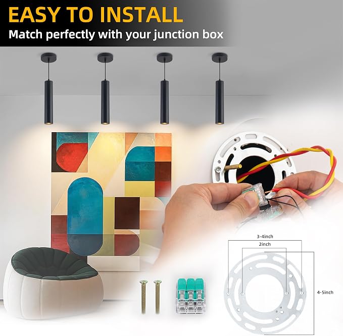 LED Pendant Lights Modern Island Lights Ceiling Hanging Spotlight | Zoomable15°-60°,5CCT/2700K-5000K,Dimmable,12W,Unique Pendant Lighting for Kitchen Island Bar,Black - Image 6
