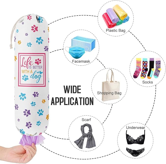 Funny Life Is Better With A Dog, Grocery Bags Holder Organizer For Shopping Bags, Wall Mount Plastic Bags Storage Container Dispensers, Gift For The Preferred Family And Friends - Image 4