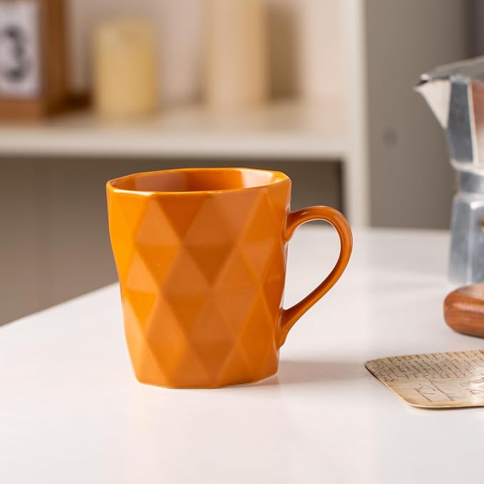 11 Ounce Porcelain Mugs, Set of 6, Tea and Cocoa Mug Set, Orange, Matte - Image 2