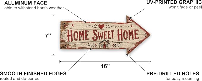 Home Sweet Home Right-Pointing Arrow Sign | barnwood look, rustic, durable print, ready to hang - Image 2