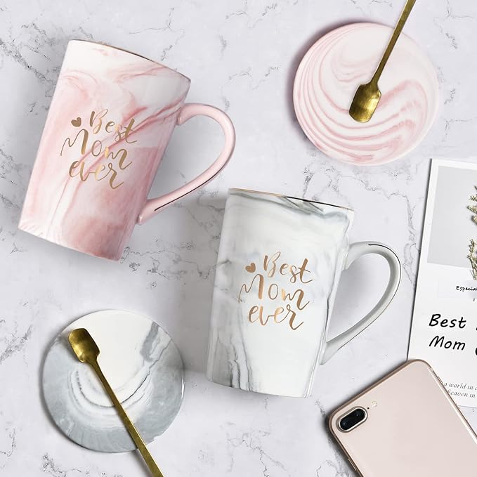 YHRJWN Mothers Day Gifts for Mom, Best Mom Ever Coffee Mug, Mom Birthday Gifts from Daughter Son, Moms Gift Idea for Christmas, Mothers Day, Valentines Day, Present for Moms Mothers, 14 Oz Gray - Image 3