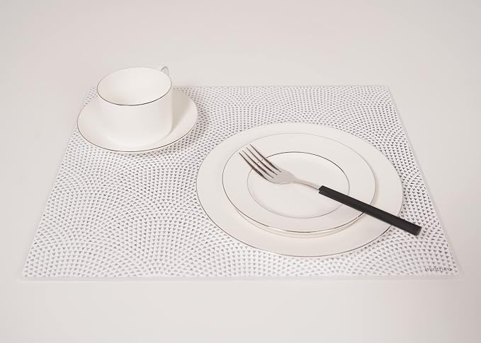 Mintrico placemat for Dining Table Set of 2 Silicone Heat Resistant Non Slip (Fans) - Image 5