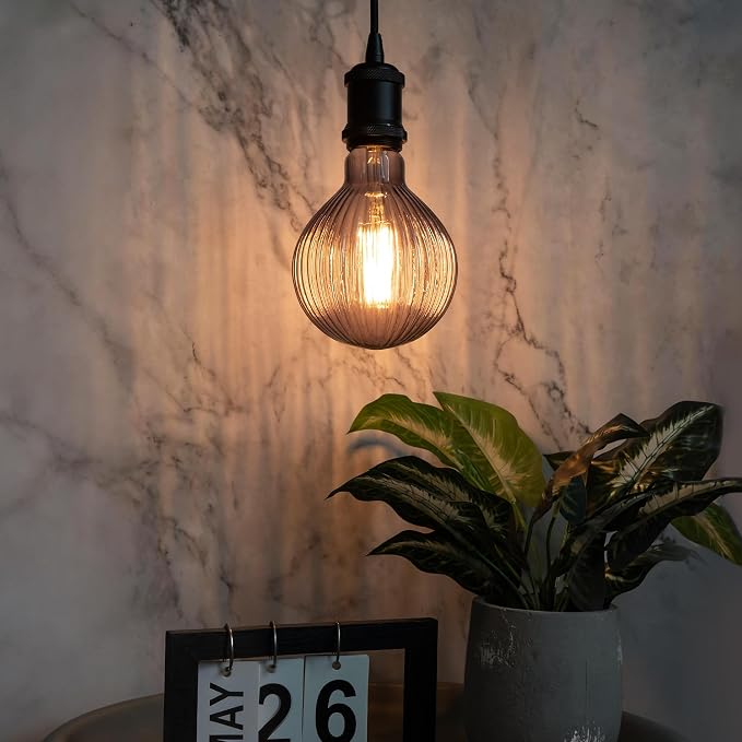 G125 Edison LED Bulb,4W Dimmable E26,2200K Smoke Striated Glass | Vintage Oversized Large Edison Bulb, Soft Warm Lighting, Dim, Widely Used In Stores, Coffee Shops & Indoor Outdoor Scenes - Image 8